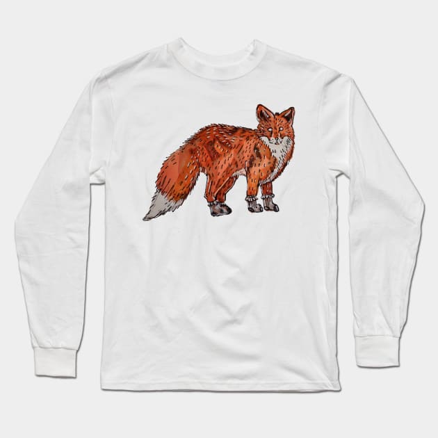 Fox in Socks 2.0 Long Sleeve T-Shirt by Animal Surrealism